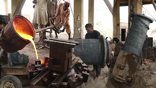 Huge Metal Casting process of Making Huge Iron Pipe