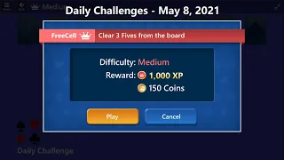 Microsoft Solitaire Collection | FreeCell - Medium | May 8, 2021 | Daily Challenges