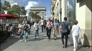 Walk around Paris France.  Bastille - Rivoli - Louvre - Arc de Triomphe.