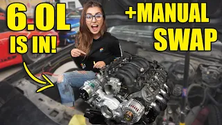 BIG CHANGES for MIMI! JUNKYARD 6.0L ENGINE & MANUAL TRANS ARE IN!