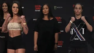 Randi Field vs. Ashley Cummins - Weigh-in Face-Off - (Bellator 293) - /r/WMMA