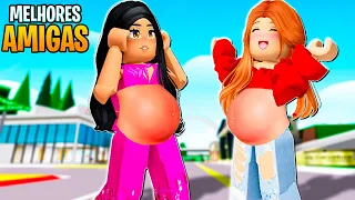 AS GRAVIDAS MELHORES AMIGAS TIVERAM BEBÊ NO MESMO DIA | HISTORINHAS NO BROOKHAVEN RP ROBLOX