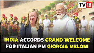 Italian Prime Minister Receives Ceremonial Welcome In Delhi, PM Modi Welcomes Giorgia Meloni