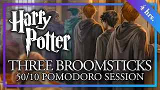 STUDY at the THREE BROOMSTICKS - 50/10 Long Pomodoro Session - Harry Potter ASMR