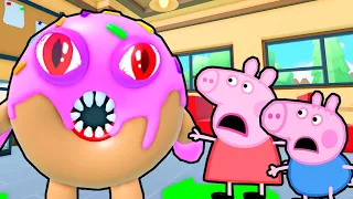 Peppa Pig and George Pig VS ESCAPE THE DONUT SHOP OBBY IN ROBLOX