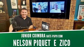 Nelson Piquet e Zico falam de sua admiração mútua e contam a Júnior histórias da F1, Japão e Itália.