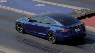 Tesla Model S Plaid 1/4 mile run at Byron Dragway