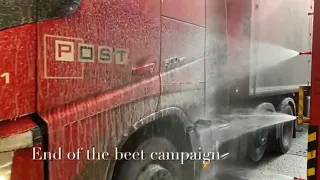 Real DIRT! 👀 Just Watch! Volvo FH 500 after driving the beet campaign. Touchless ProNano Truck Wash