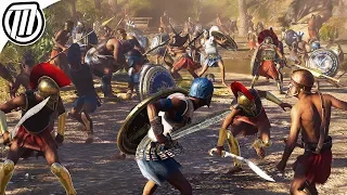 Assassin's Creed Odyssey: HUGE 300 Soldier Battle Gameplay (Spartan Conquest 4K)