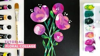 Step by Step Gouache Floral Bouquet Collage