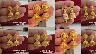latest hallmark gold Jhumki earrings designs 2024 with weight & price || new gold jhumka designs ||