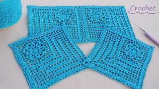 Цветочный КВАДРАТНЫЙ МОТИВ вязание крючком🌿Easy Crochet square motifs pattern for beginners🌿