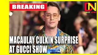 Macaulay Culkin makes surprise runway appearance at star-studded Gucci show