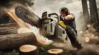 Dangerous Fastest Chainsaw Cutting Tree Machines  |  Biggest Logging Wood Truck Heavy Equipment   |