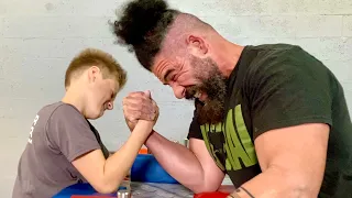 Strongest 10 Year Old Kid VS Whole Gym of Armwrestlers