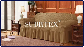 How to install Stretch Sofa Cover Skirt Style Couch Slipcover by Subrtex