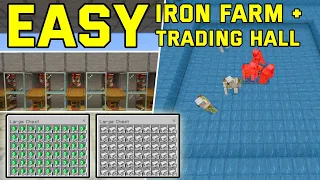 EASY & AMAZING Iron Farm + Trading hall in Minecraft 1.20+ (Bedrock,Mcpe,Ps4,Xbox)