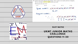 UKMT Junior Maths Challenge 2019 Questions 11-20