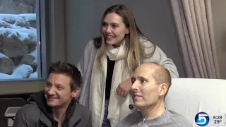 Elizabeth Olsen and Jeremy Renner visit fans in hospital