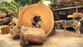 Skilled Carpenter Worked With Wood For Many Hours/ Creating 6 Sturdy Tables With 6 Different Designs