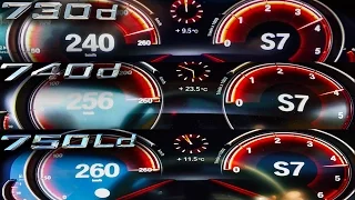 BMW 750d vs 740d vs 730d ACCELERATION & TOP SPEED 0-260 km/h POV AutoBahn Drive