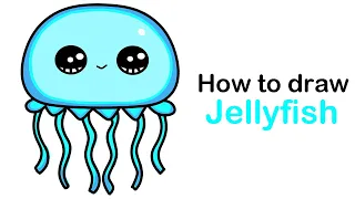 How to draw a jellyfish easy step by step, cute drawings ideas for girls or kids