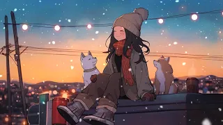 Japanese Anime Indie Pop Lofi Girl Cozy Snowing Evening