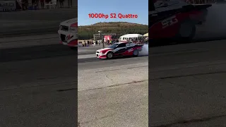 Konstantin Dinev warming up the tires of his 1000hp Audi S2 quattro at drag race Sliven