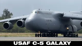 USAF C-5 GALAXY Full taxiing and takeoff full scale views #militaryplane #usaf #aviation