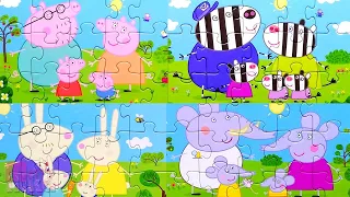 Peppa's family and her friends - collection of puzzles for kids | Merry Nika