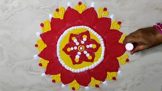 How to make haritalika teej rangoli design | Beautiful rangoli design for festival