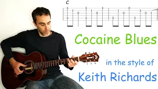 Cocaine Blues in the style of Keith Richards - guitar lesson, tutorial, cover with tab