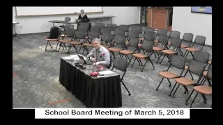 School Board Meeting of March 5, 2018