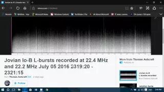 Jupiter radio bursts received on 22 Mhz Shortwave July 5th 2016 by Thomas Ashcraft