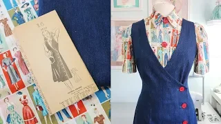 Following a 1940s Jumper Pattern ...using a novelty fabric!