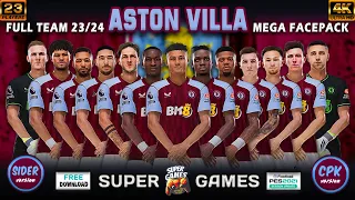Aston Villa Facepack PES 2021 ( 23 Players ) Season 23/24 ( SIDER ◆ CPK ) ⚽ أوجه استون فيلا بيس 2021