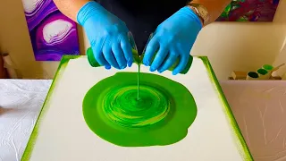 How to Paint a Kiss Pour 💋 Using ALL GREENS - Acrylic Pour Paintings