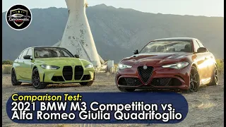 2021 BMW M3 Competition vs  Alfa Romeo Giulia Quadrifoglio Comparison Test Four Door Fire