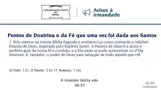 Culto Online CCB 19/09 2020 - 18:00