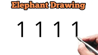 Elephant Drawing from number 1111 | Easy Elephant drawing for beginners | Number drawing