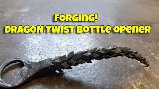 Forging a Dragon Twist Bottle Opener out of  Square Steel #blacksmith #forging #restoration