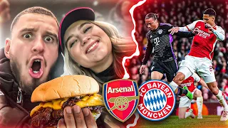 MÜNCHNER im Stadion RAUSGESCHMISSEN! 😱ARSENAL vs BAYERN Stadionvlog 🍔🔥 (STADIONESSEN)