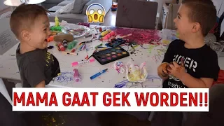 MAMA PRANKEN | HELE EETTAFEL ONDER VERF & PERMANENTE STIFT | VLOG 1 FAMILIE VLOGGERS