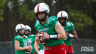 Grayson McCall, NC State QB Drills at Start of Spring Camp 2024