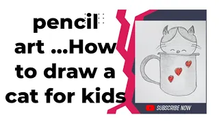 cat in mug drawing | cute cat and mug drawing |  pencil  ideas | cat drawing | drawing for biggners