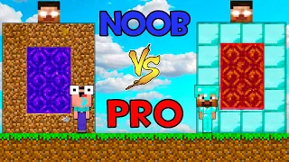 NOOB PORTAL vs PRO PORTAL - HEROBRINE BACK in MINECRAFT