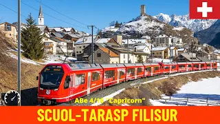 Winter Cab Ride Scuol-Tarasp - Filisur (Rhaetian Railway, Switzerland) train driver's view in 4K