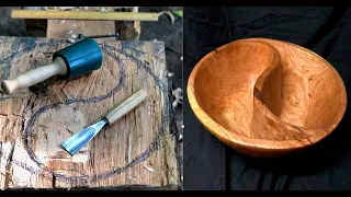 GIANT Hand Carved YIN & YANG Bowl - featuring Tools & Techniques (ASMR)