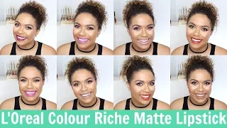 L'Oreal Colour Riche Lipstick Matte Addiction Swatches All 12! samantha jane