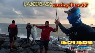 Full speed Giant Trevally Attack//Casting GT pinggiran tanggul pemecah ombak